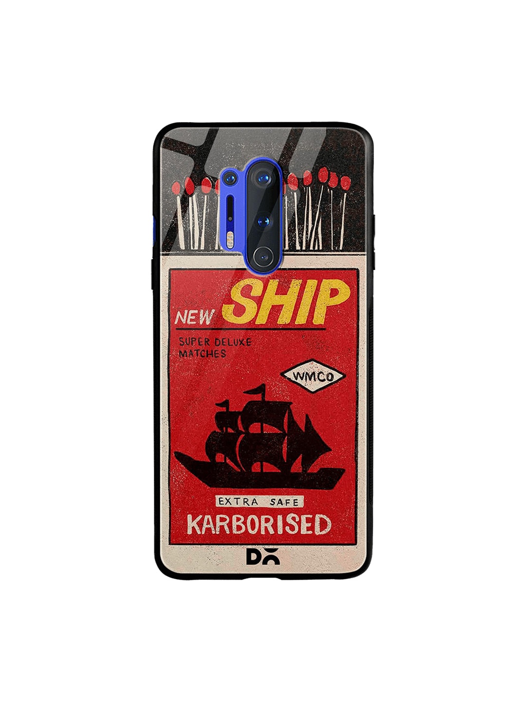 

DailyObjects Black & Red New Ship Matchbox OnePlus 8 Pro Glass Case
