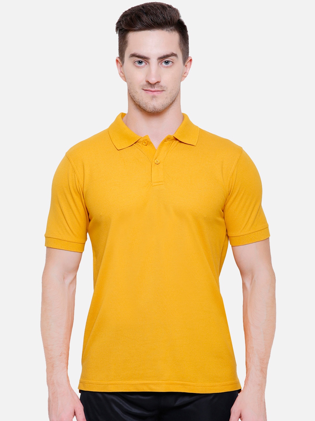 

PROTEENS Men Yellow Solid Polo Collar T-shirt