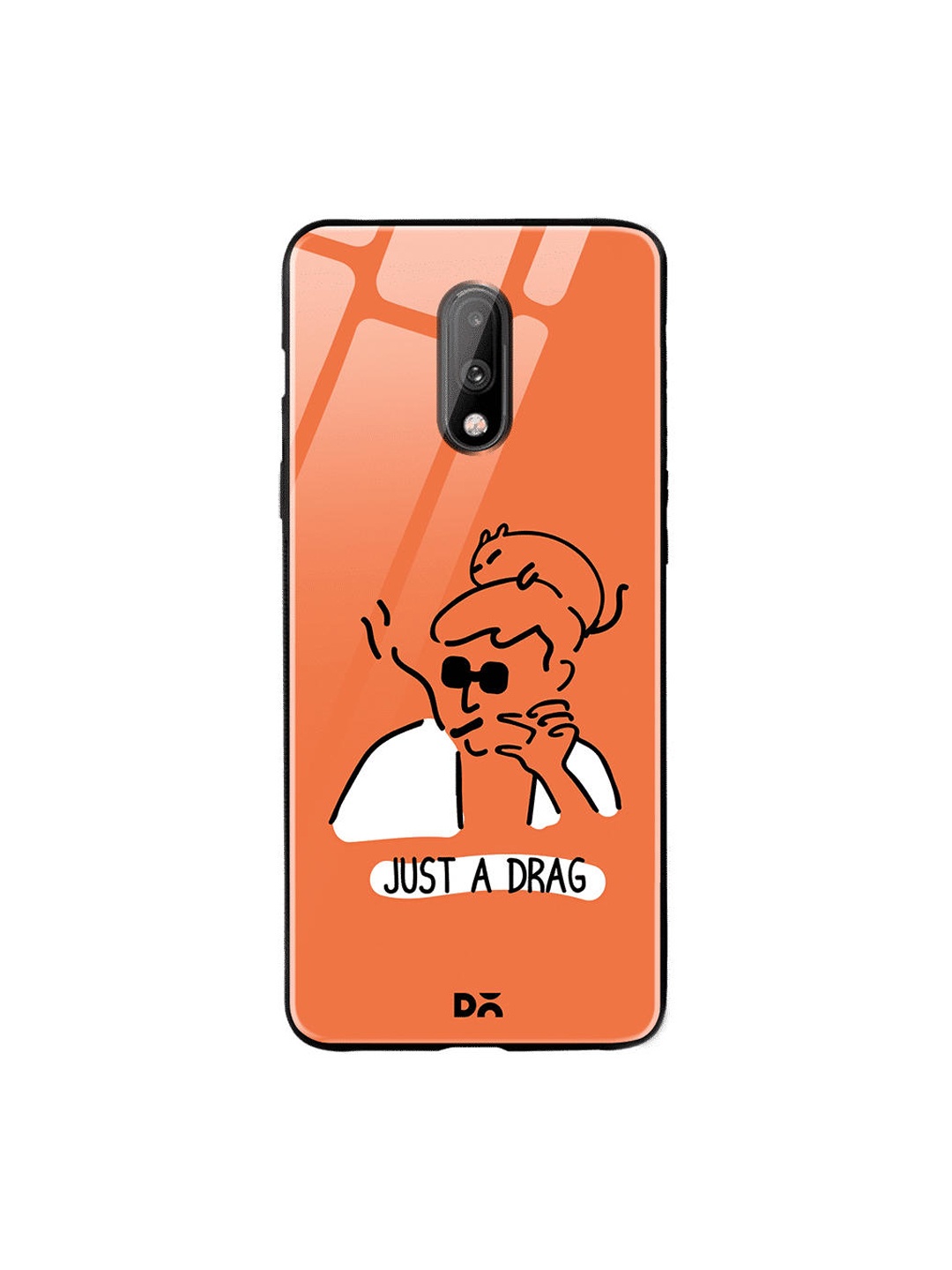 

DailyObjects Orange & White Just A Drag OnePlus 7 Glass Case
