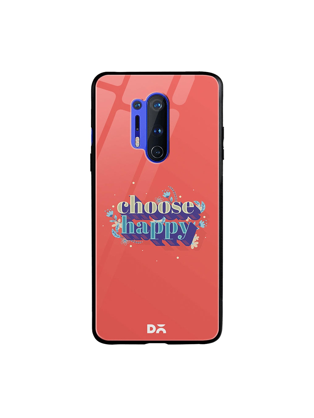 

DailyObjects Black & Grey Choose Happy OnePlus 8 Pro Glass Case, Red