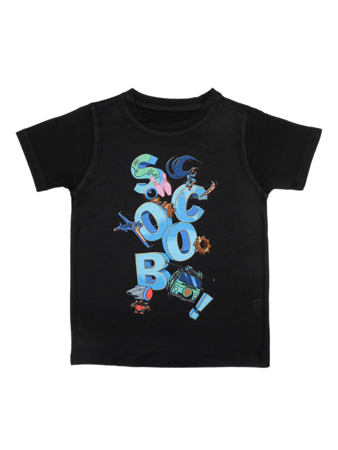 

Scooby-Doo Boys Black & Blue Printed Round Neck T-shirt