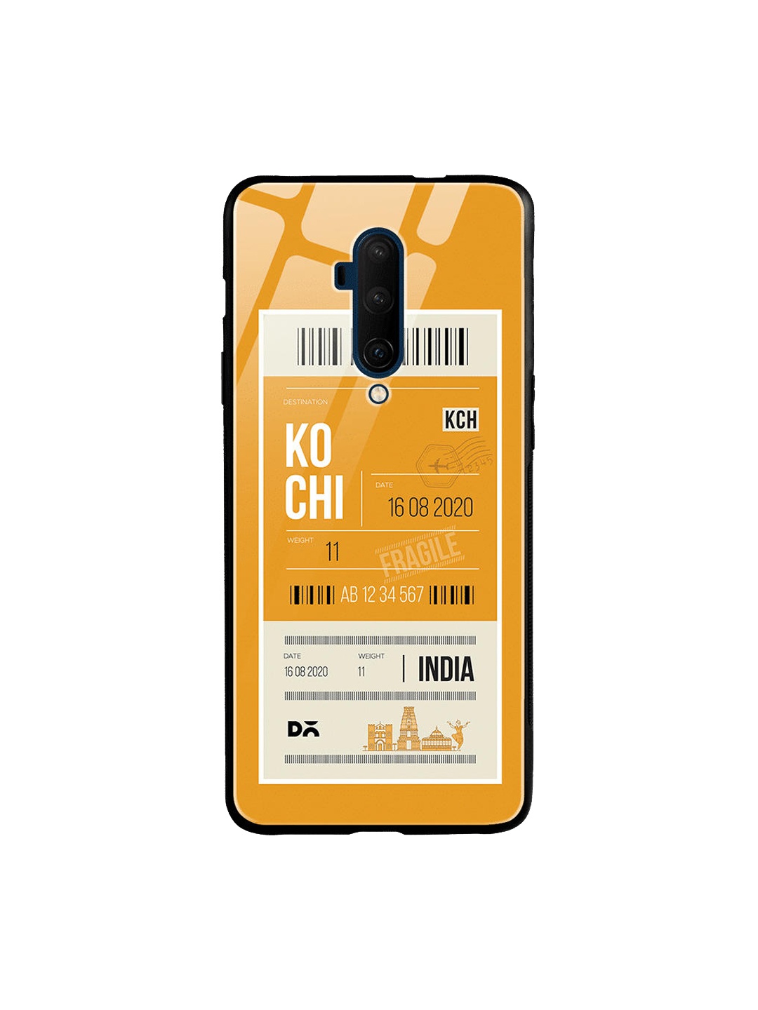 

DailyObjects Mustard Yellow & White Kochi City Tag OnePlus 7T Pro Glass Case