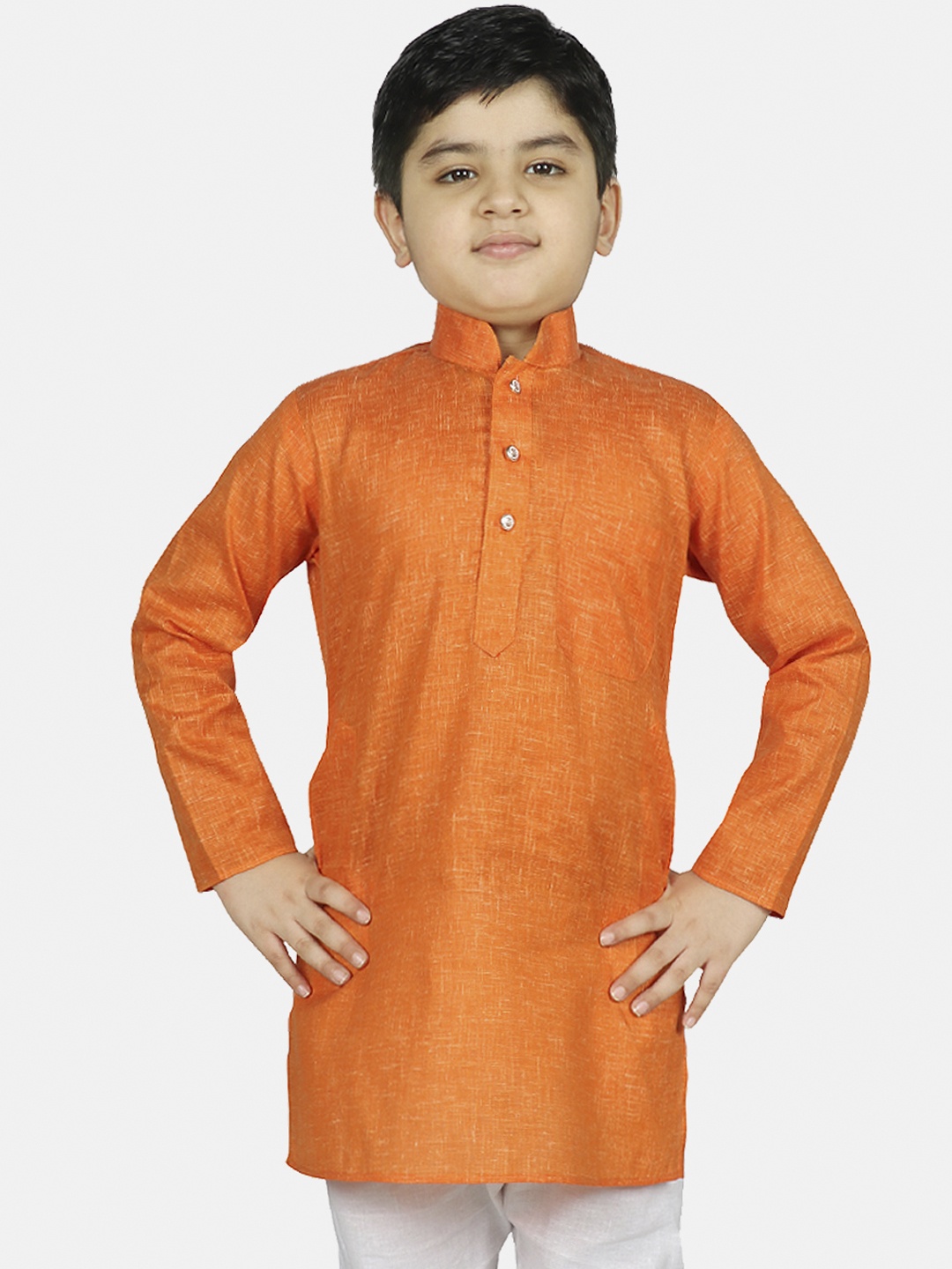 

SG YUVRAJ Boys Orange Solid Straight Kurta