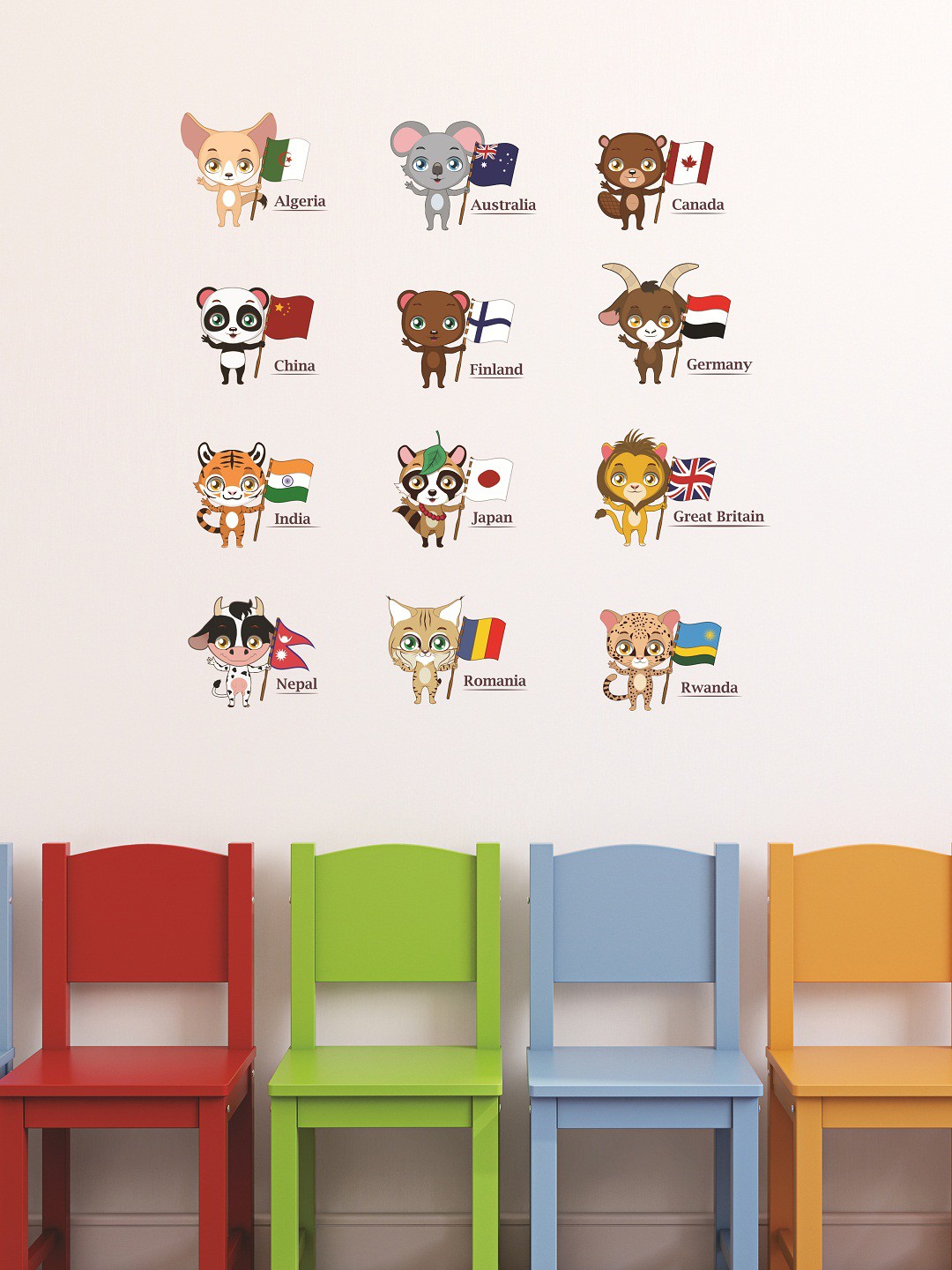 

WALLSTICK Brown & Grey Country Flags Large Vinyl Wall Sticker