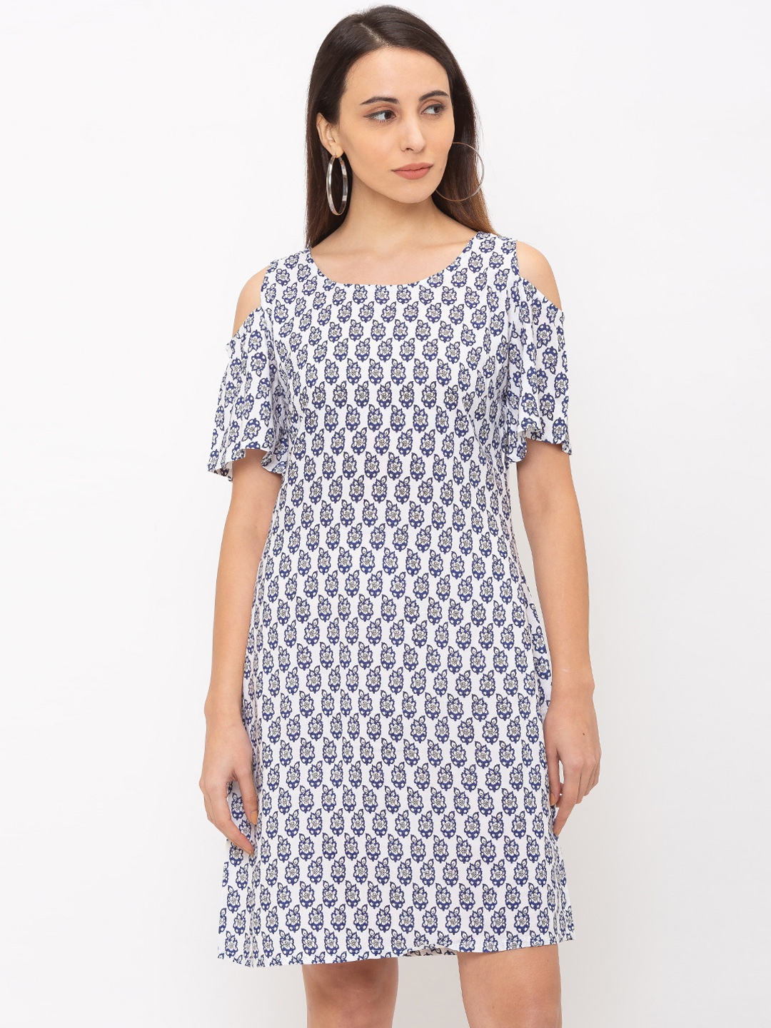 

Globus Women Navy Blue & White Printed A-Line Dress