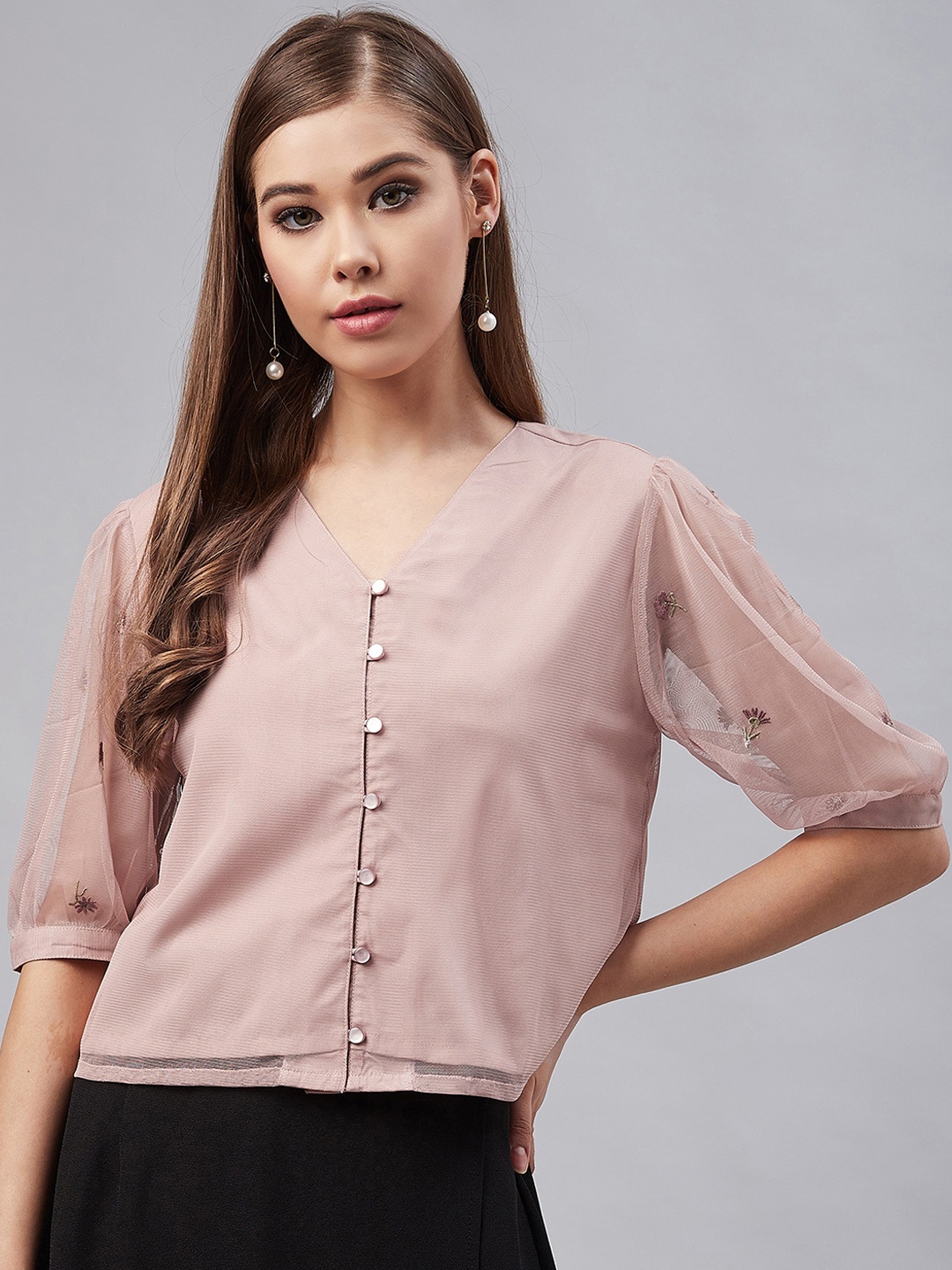 Marie Claire Women Pink Solid Top