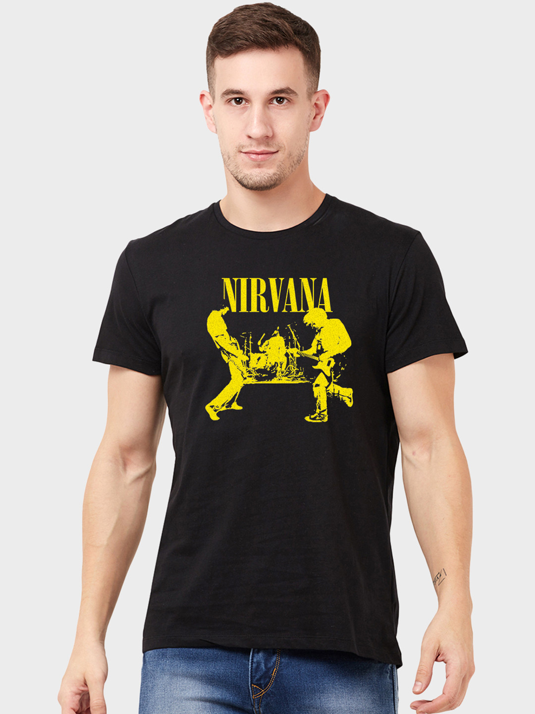 

Free Authority Nirvana Print Black Tshirt for Men