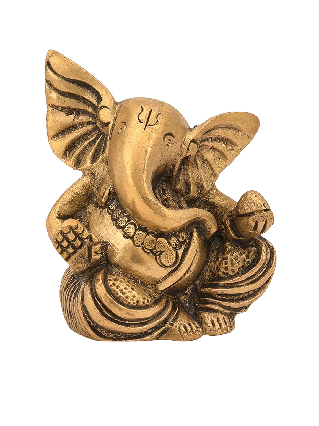 CraftVatika Gold-Toned Handcrafted Ganesha Brass Idol