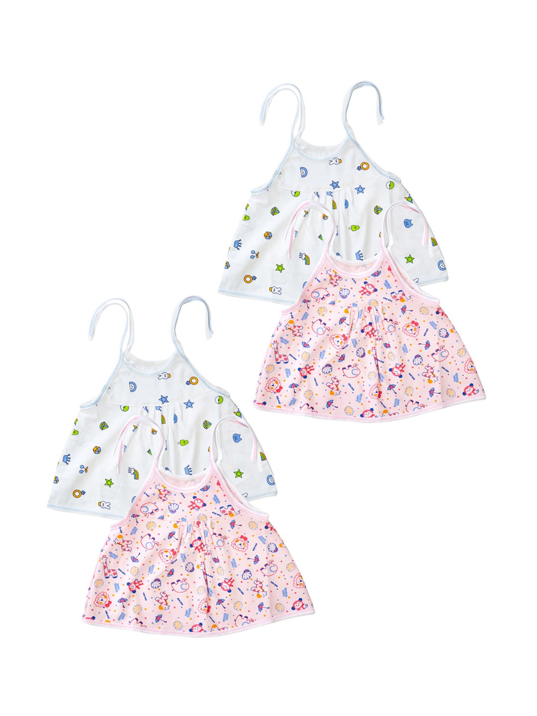 

MeeMee Newborn Unisex Kids Pack Of 4 Printed Jhablas INFRA20_15KNTJBLFRK, White