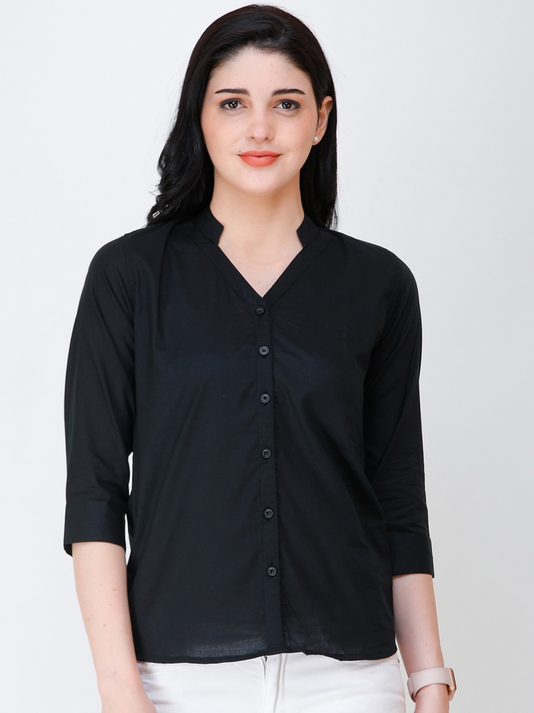 

SCORPIUS Women Black Slim Fit Solid Casual Shirt