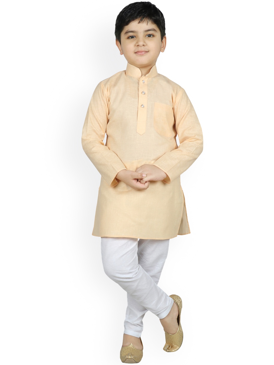 

SG YUVRAJ Boys Beige Self Design Kurta with Pyjamas