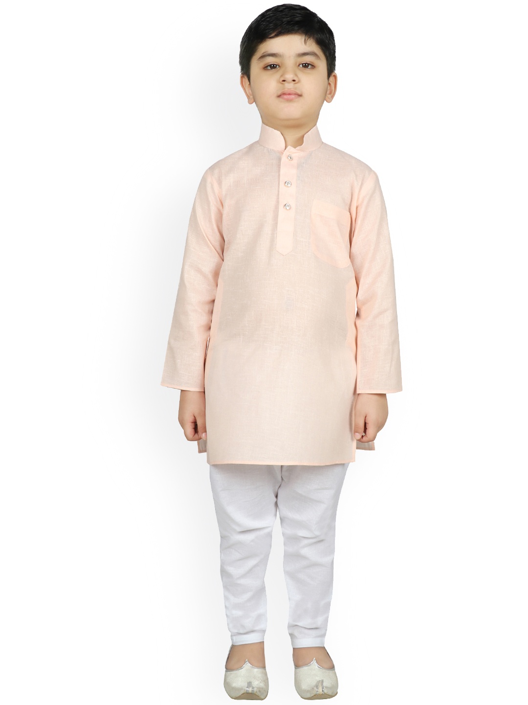 

SG YUVRAJ Boys Peach-Coloured Self Design Kurta with Pyjamas