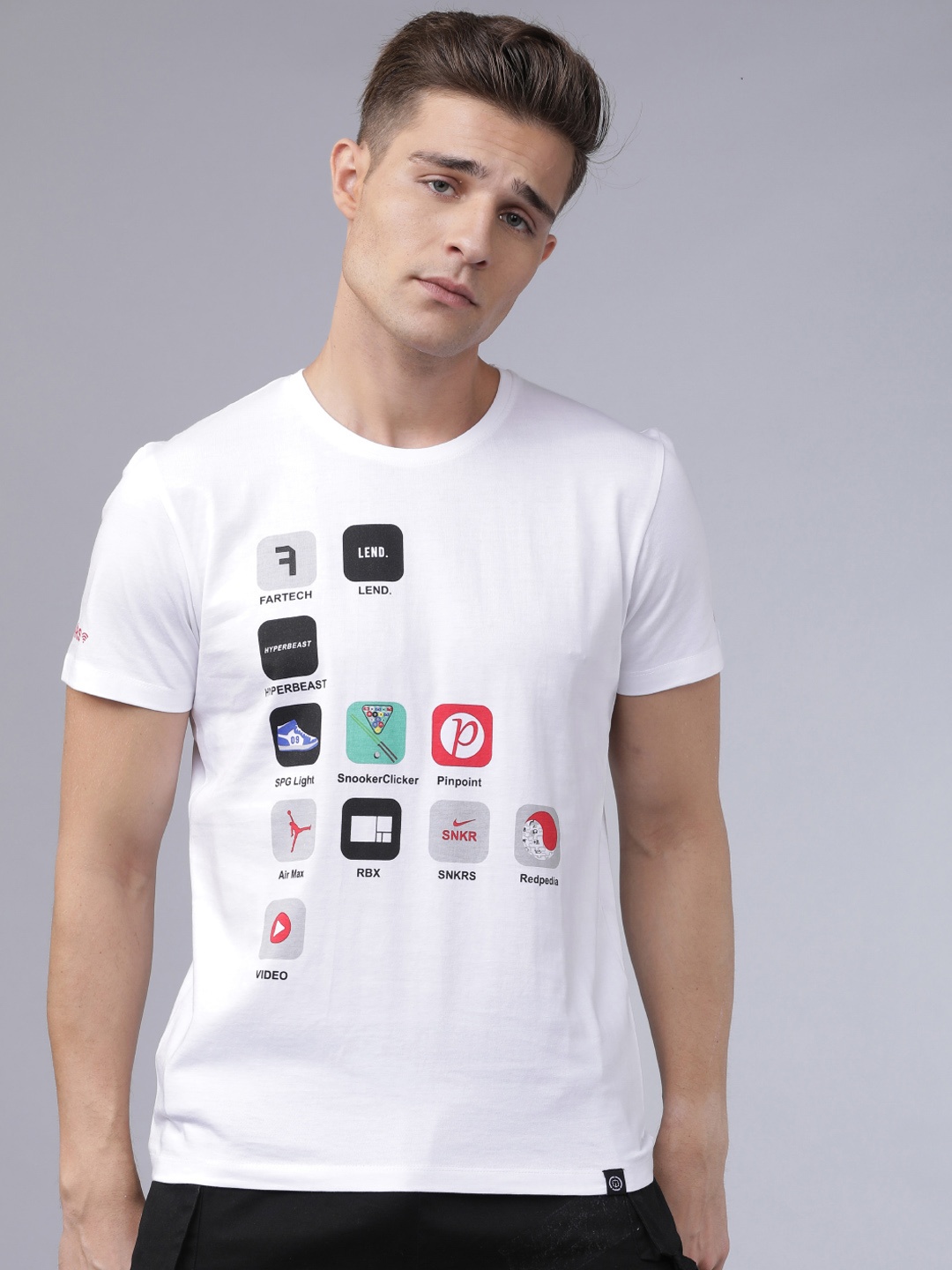 

LOCOMOTIVE Men White Printed Round Neck T-shirt