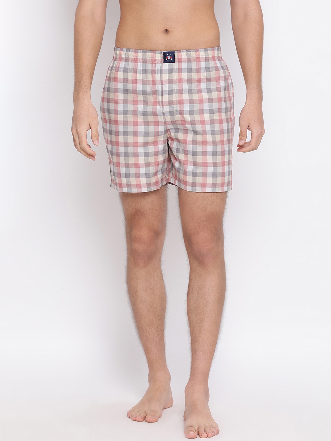 

Crimsoune Club Men White & Grey Checked Pure Cotton Boxers BX4096-1