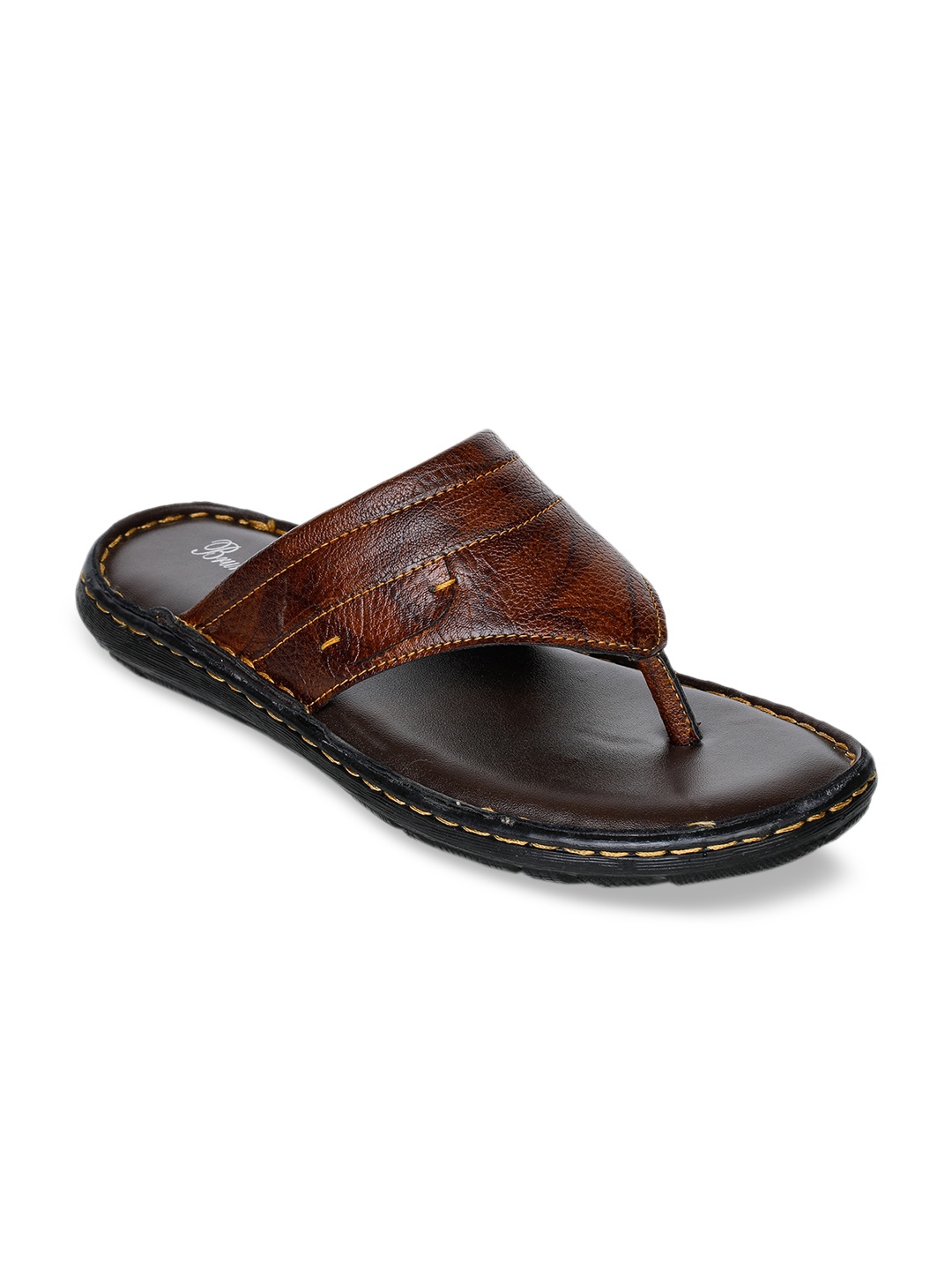 

Bruno Manetti Men Brown Leather Comfort Sandals