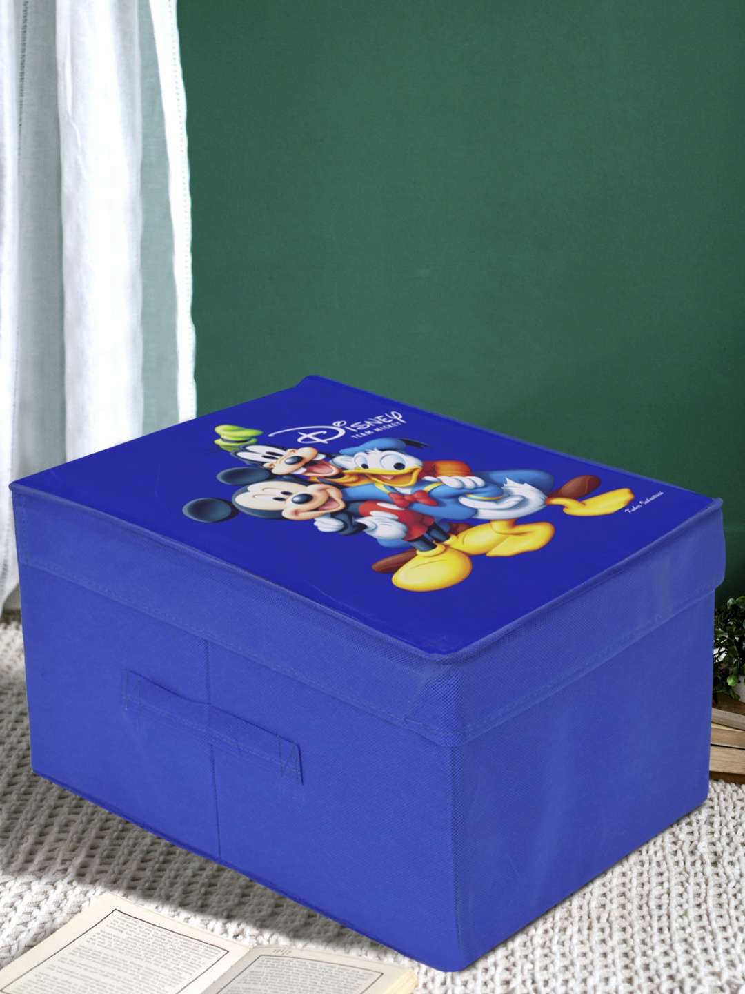 

Kuber Industries Blue Printed Foldable Wardrobe Organiser Box With Lid
