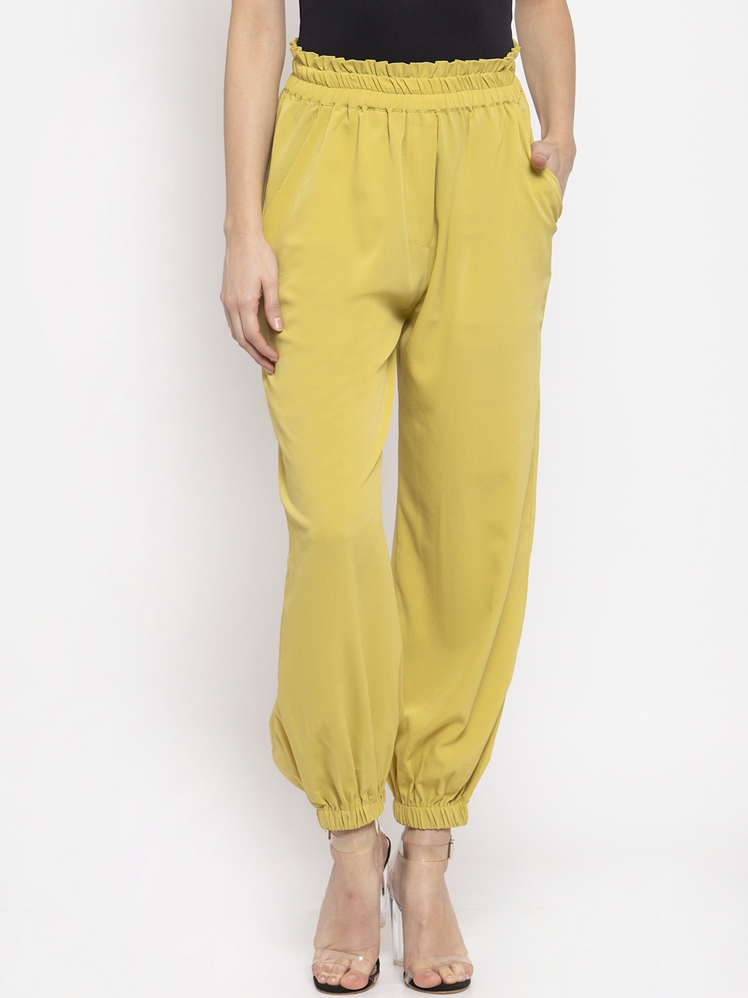 

KASSUALLY Women Lime Green Regular Fit Solid Joggers