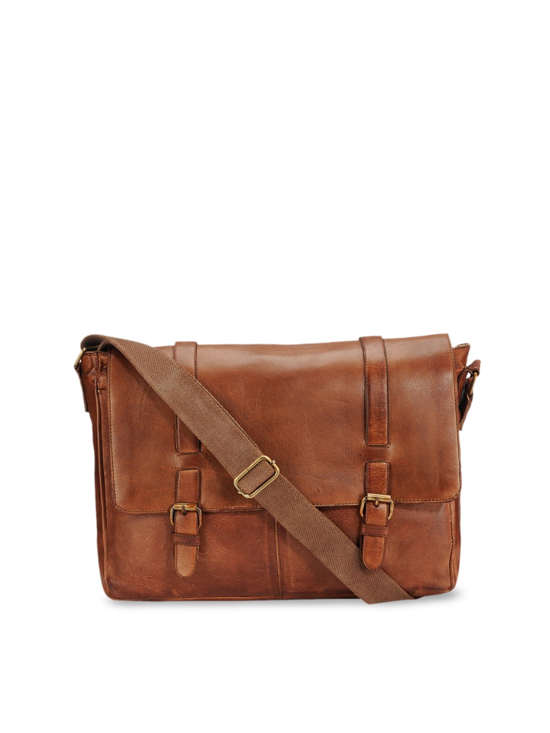 

Teakwood Leathers Unisex Tan Brown Solid Leather Laptop Bag