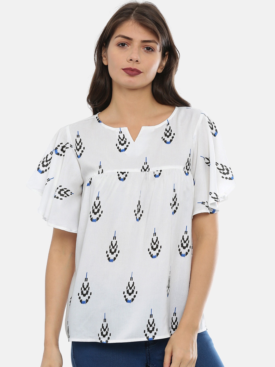 

IDK Women White Printed Top