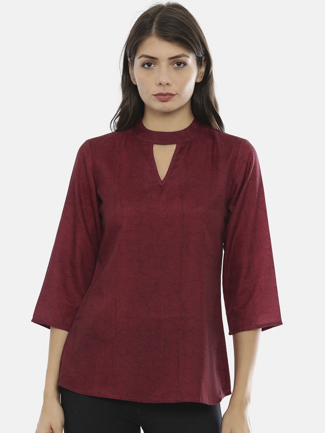

IDK Women Maroon Printed Top