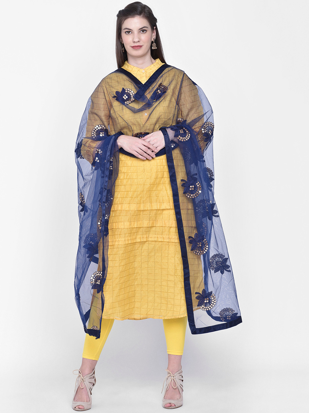 

Dupatta Bazaar Navy Blue Embroidered Dupatta