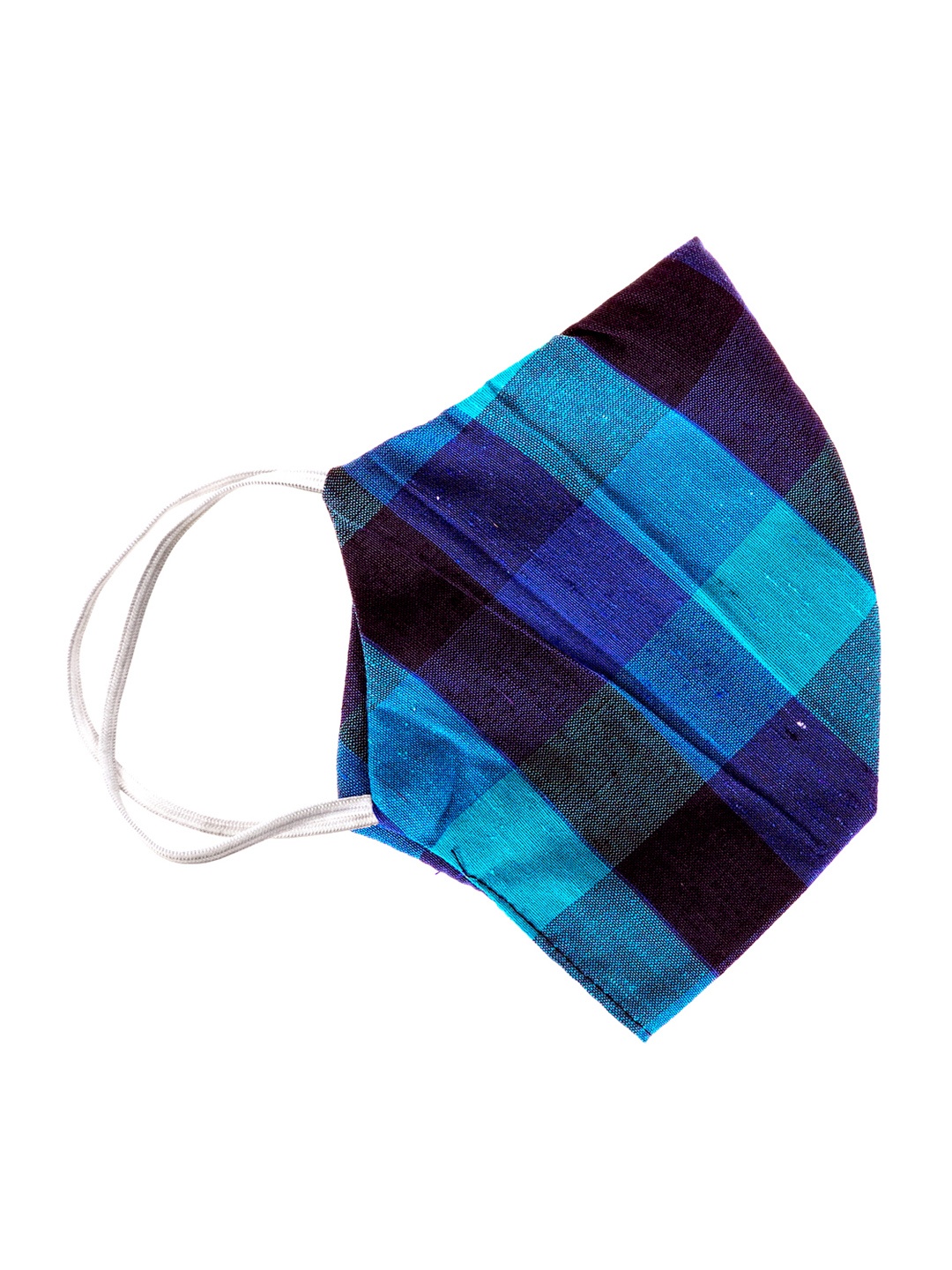 

PANASH Adults Blue Checked 2-Ply Reusable Organic Khadi Cloth Mask