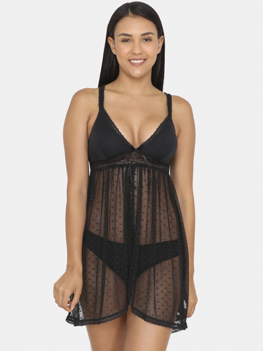 

Zivame Black Printed Baby Doll