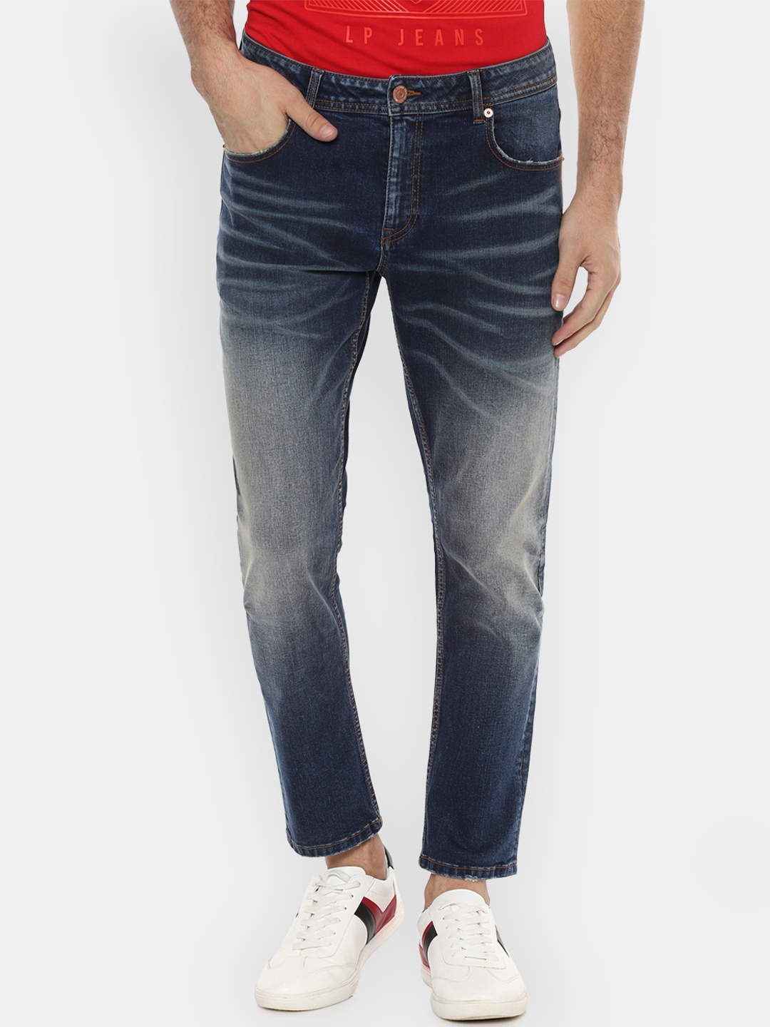 

Louis Philippe Jeans Men Navy Blue Slim Fit Mid-Rise Clean Look Stretchable Jeans