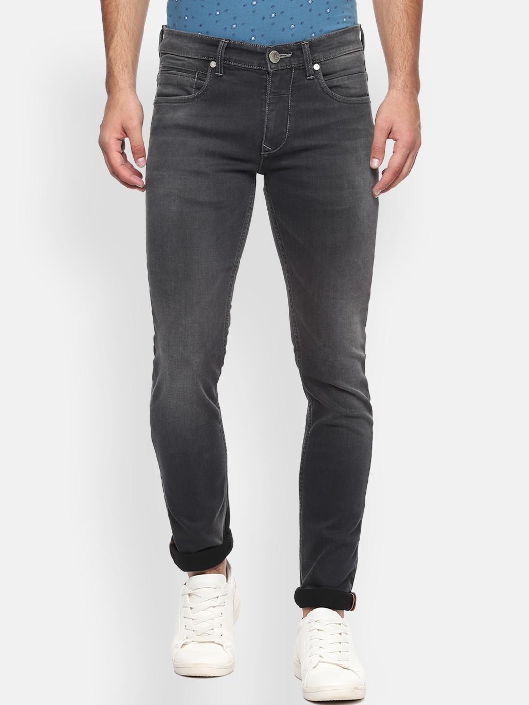 Louis Philippe Jeans Men Grey Skinny Fit Mid-Rise Clean Look Stretchable Jeans