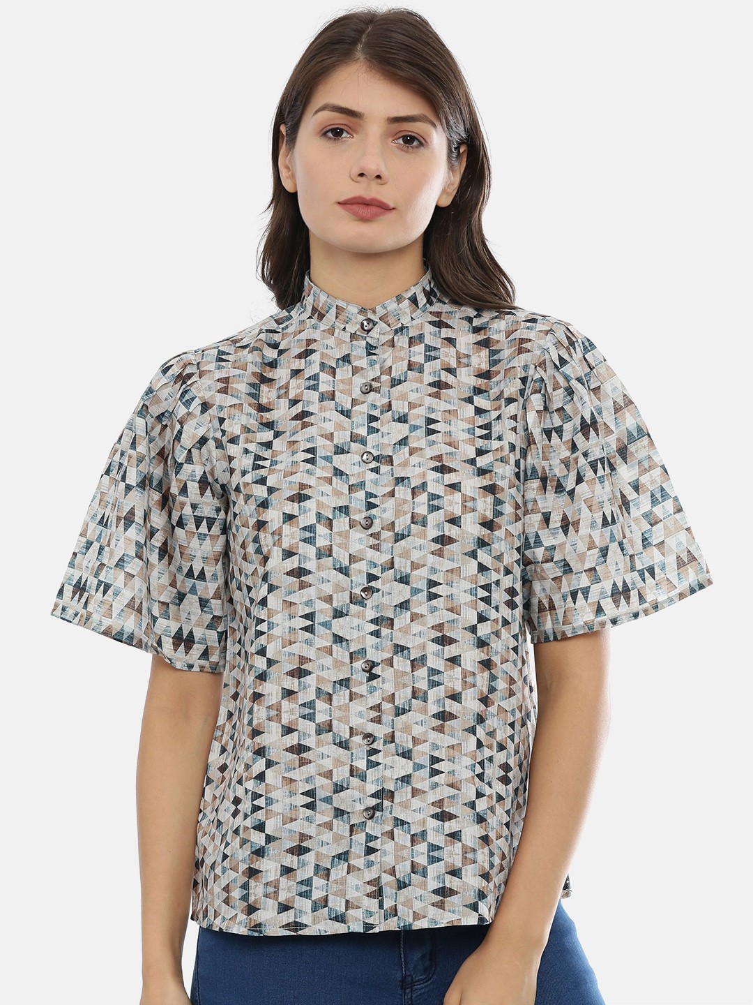 

IDK Women Multicoloured Printed Shirt Style Top, Multi