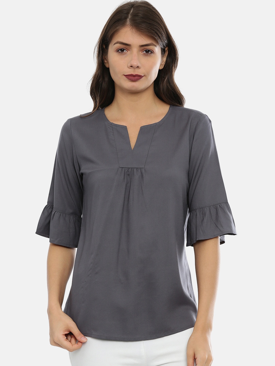 

IDK Women Grey Solid Top