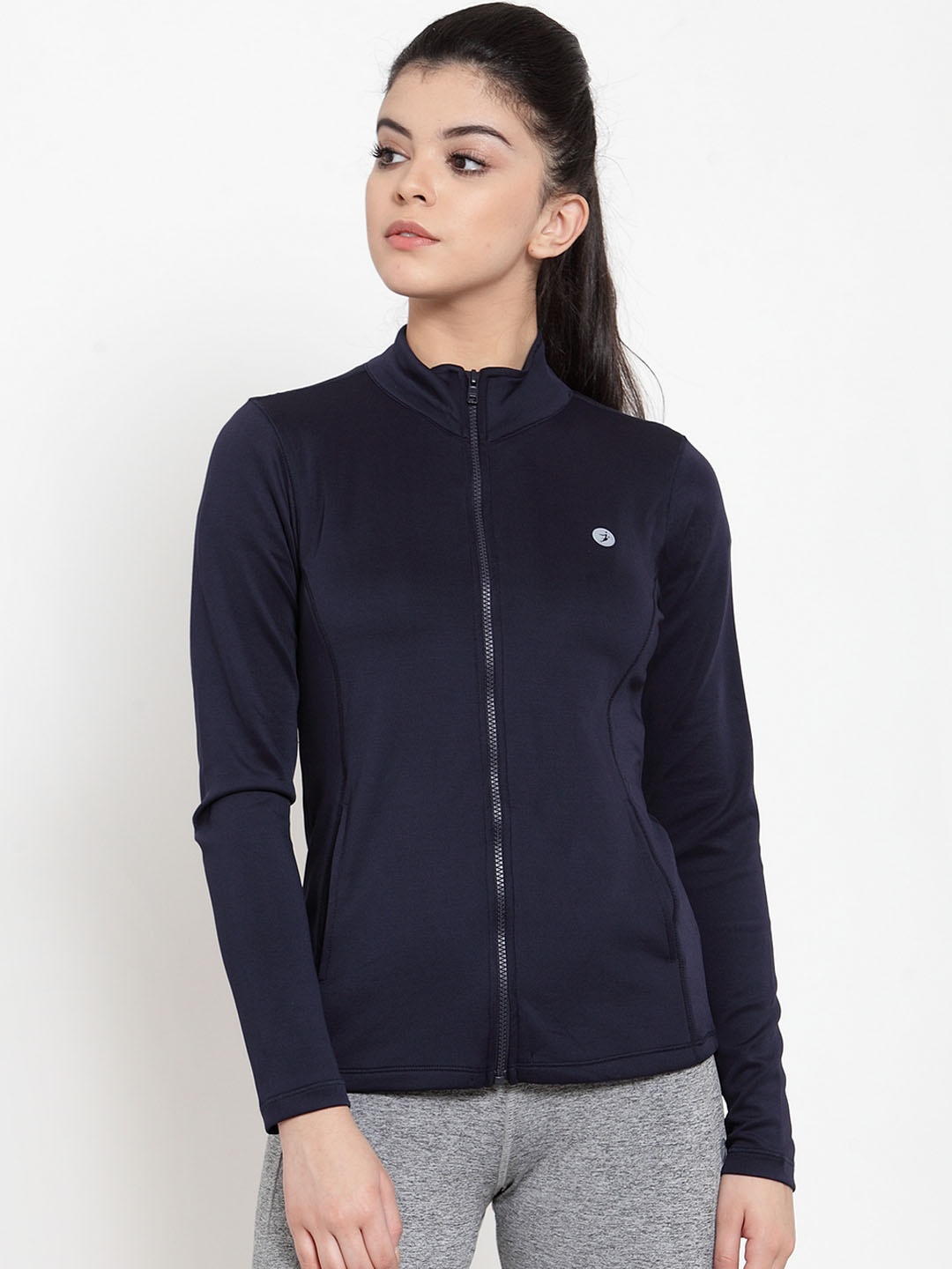 

BUKKUM Women Navy Blue Solid Sporty Jacket
