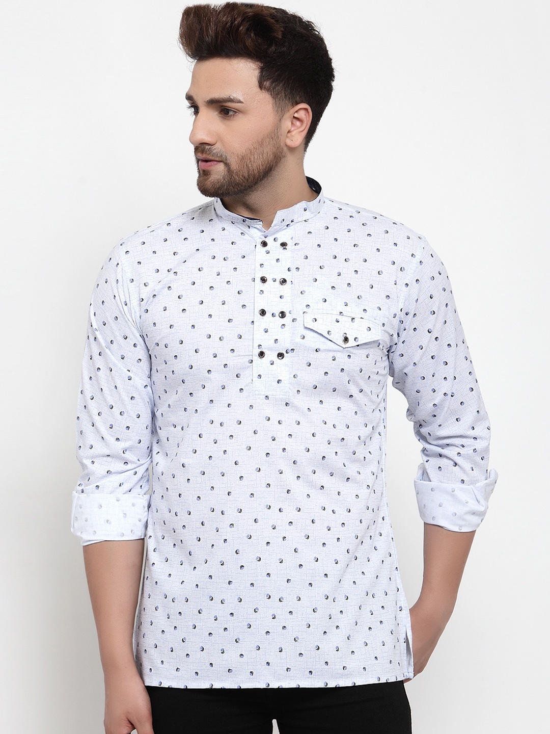 

KLOTTHE Men White Printed Straight Kurta