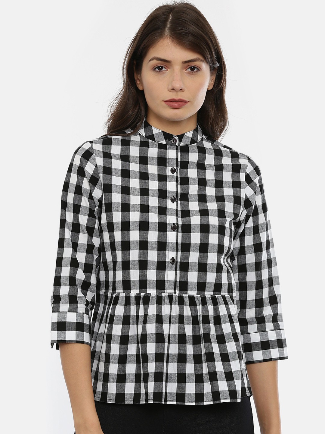 

IDK Women Black & White Checked Top