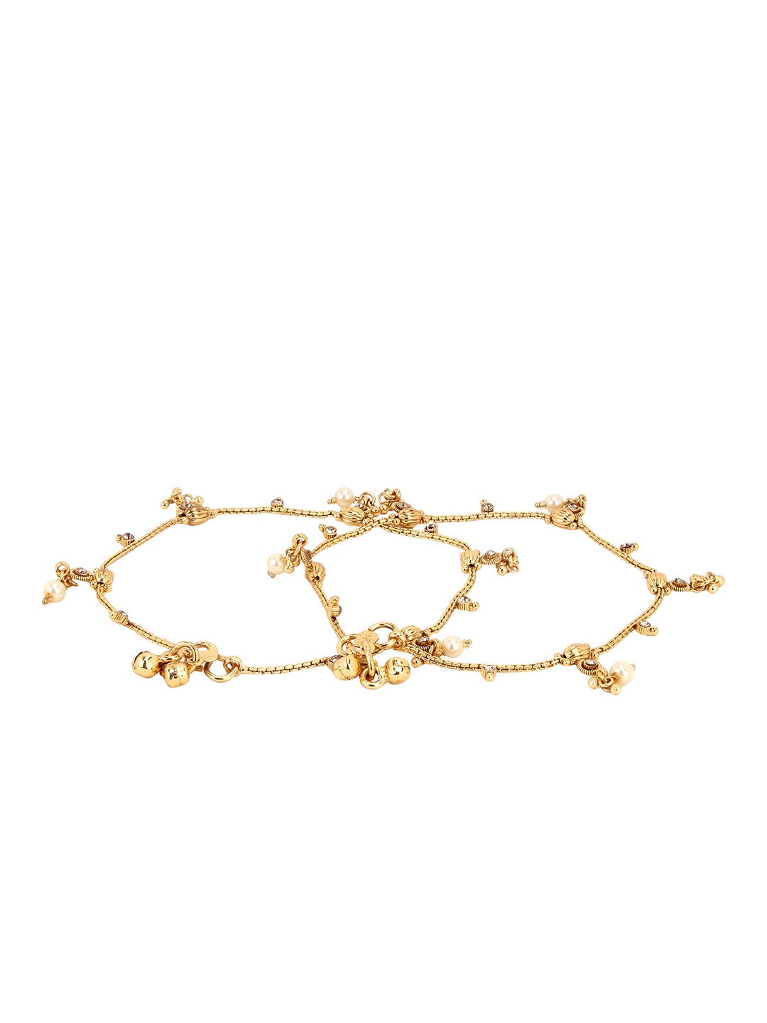 

Adwitiya Collection 24K Gold-Plated Kundan-Studded Handcrafted Anklets