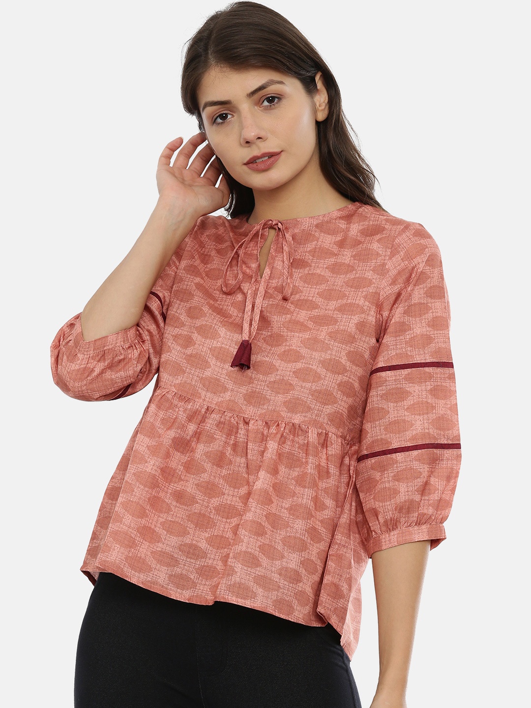 IDK Women Rose Pink Printed Top