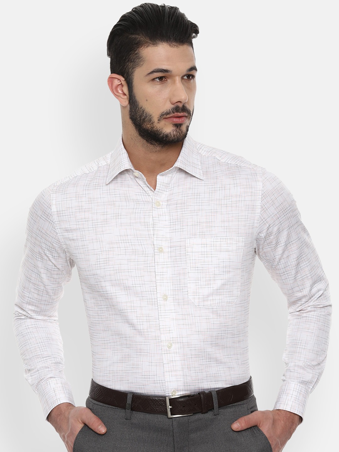 

Louis Philippe Men White Classic Regular Fit Checked Formal Shirt