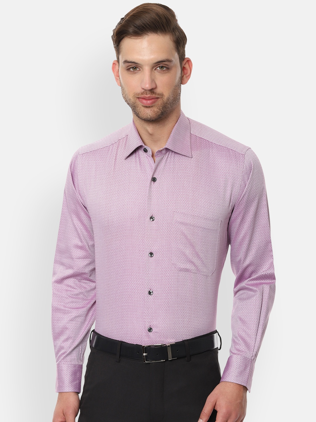 

Louis Philippe Men Pink Regular Fit Self Design Formal Shirt