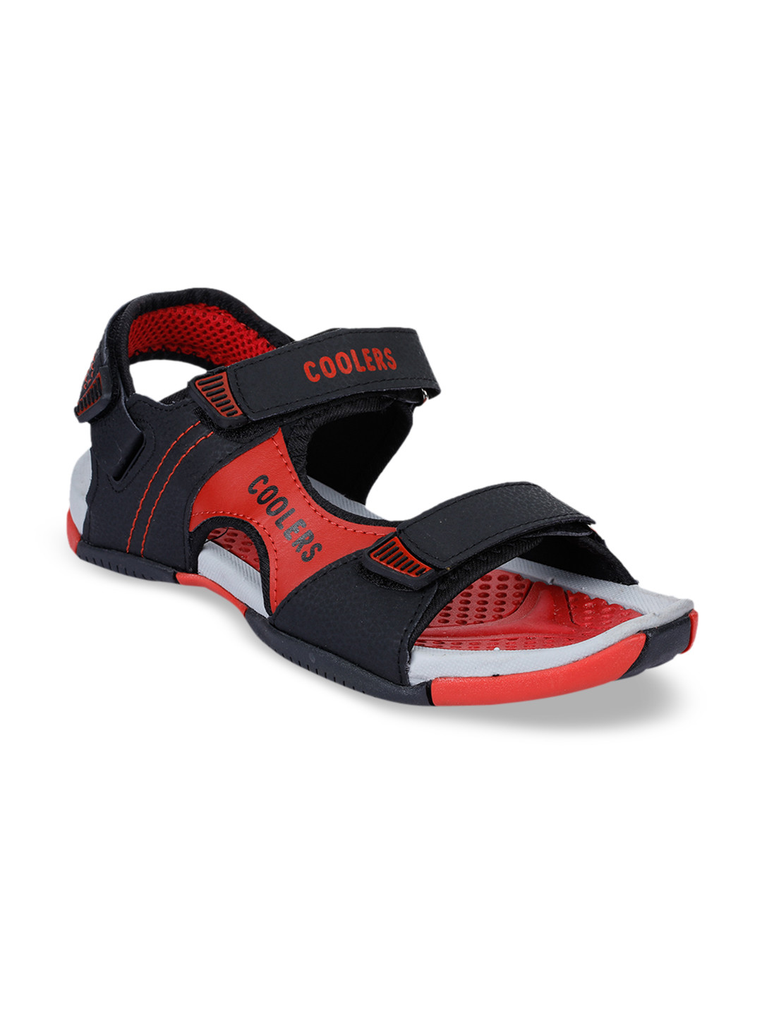

Liberty Men Black & Red Solid Sports Sandals