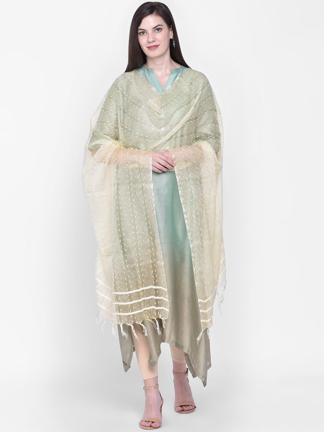 

Dupatta Bazaar Gold-Toned Woven Design Dupatta