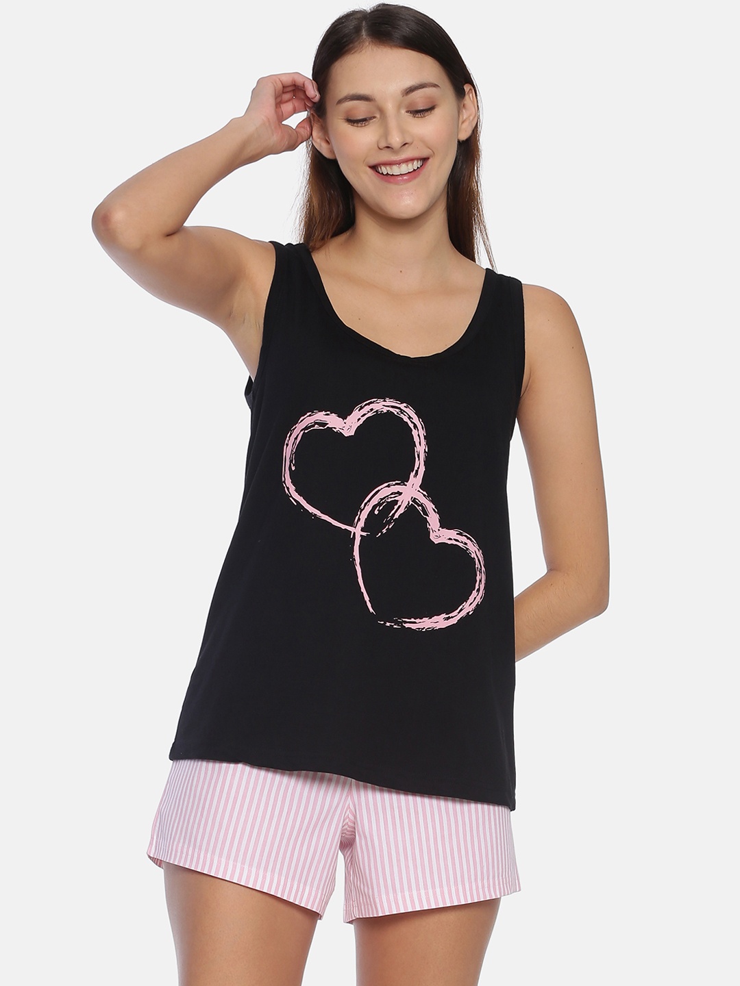 

Snarky Gal Women Black & Pink Printed Night suit