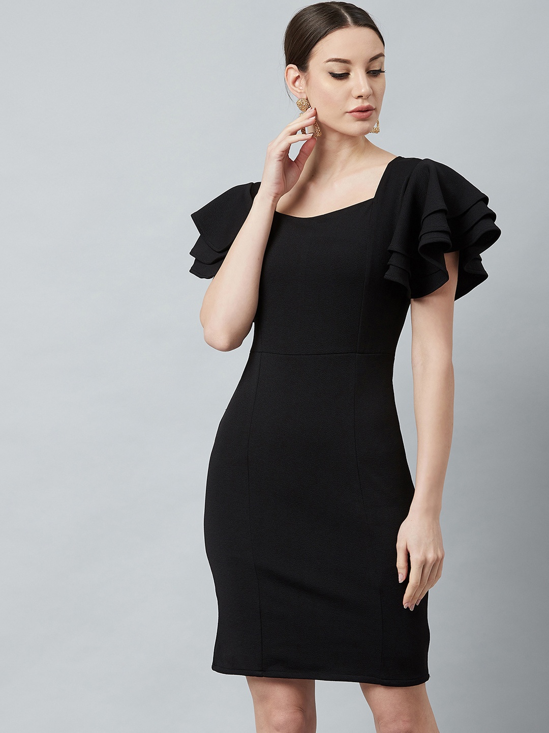 

Athena Black Square Neck Bodycon Dress