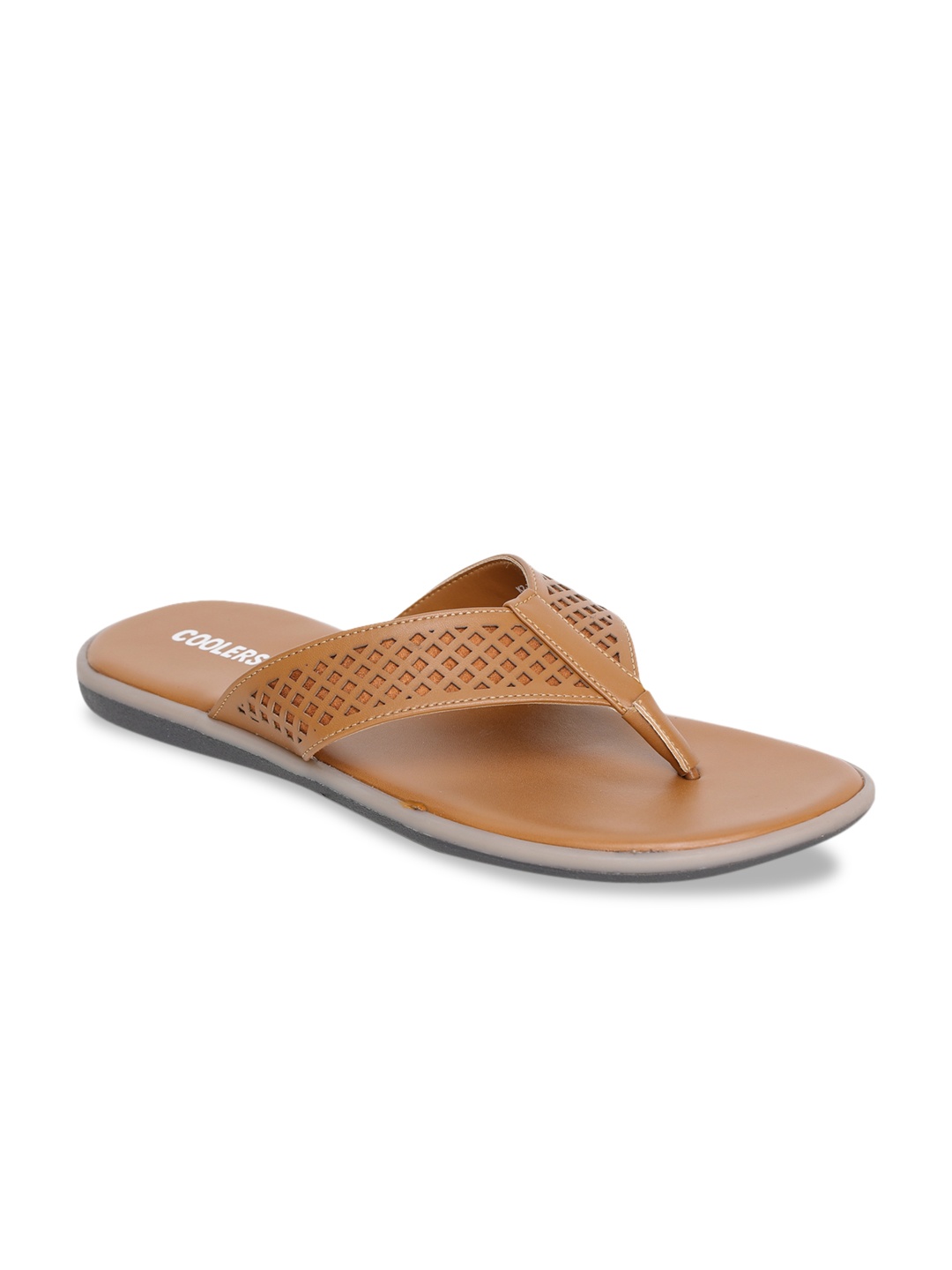 

Liberty Men Tan Brown Self Design Thong Flip-Flops