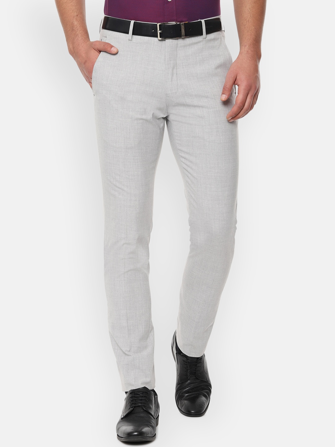 

Louis Philippe Men Grey Slim Fit Solid Formal Trousers