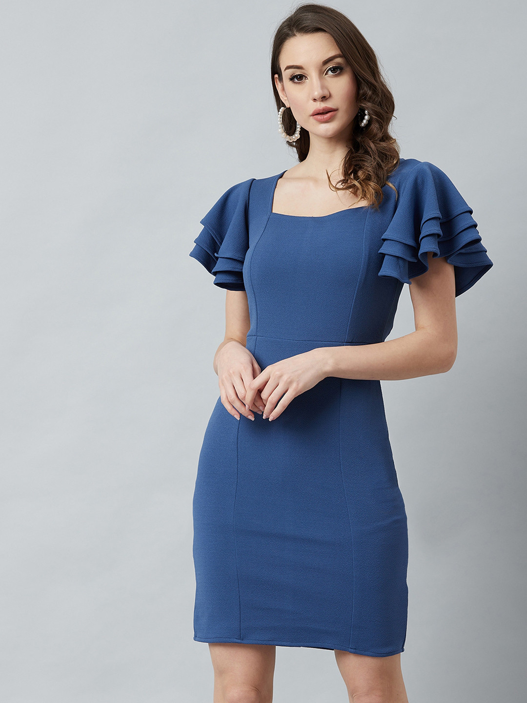 

Athena Women Blue Solid Bodycon Dress