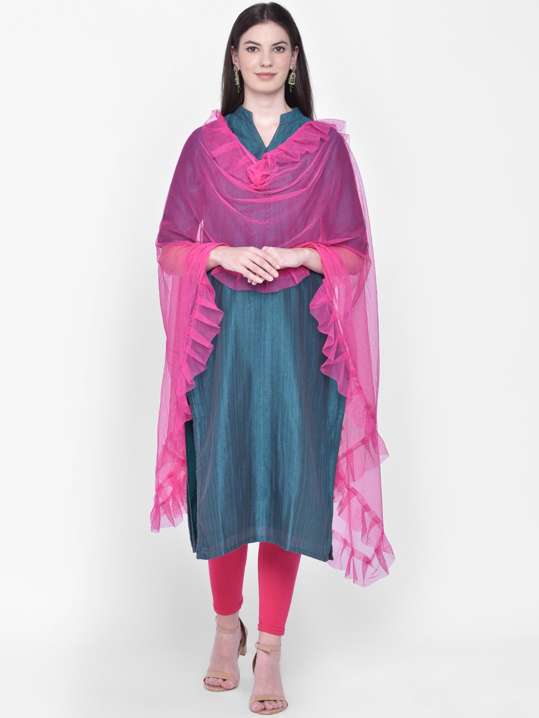 

Dupatta Bazaar Women Fuchsia Pink Solid Dupatta