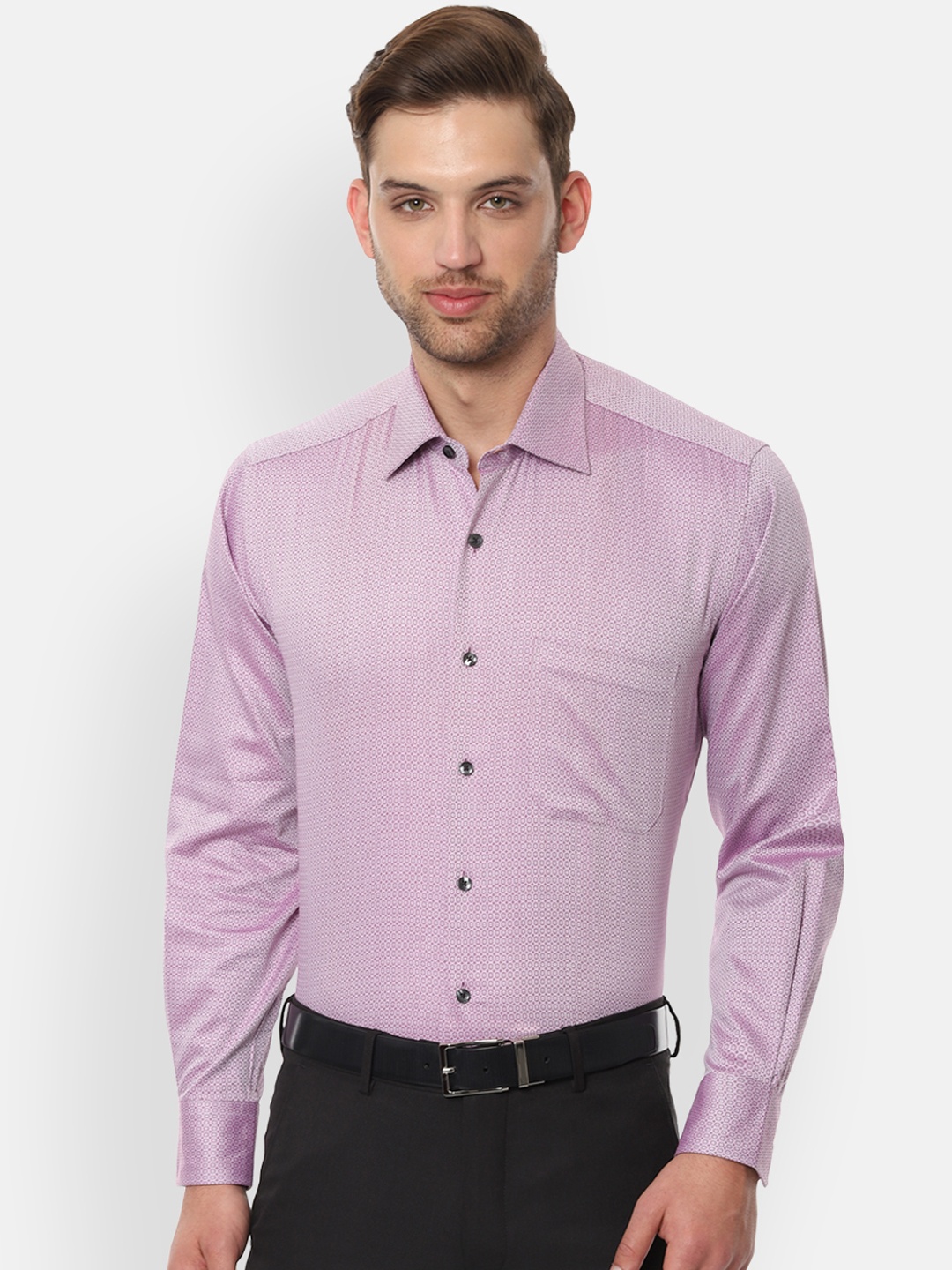 

Louis Philippe Men Pink Classic Regular Fit Self Design Formal Shirt