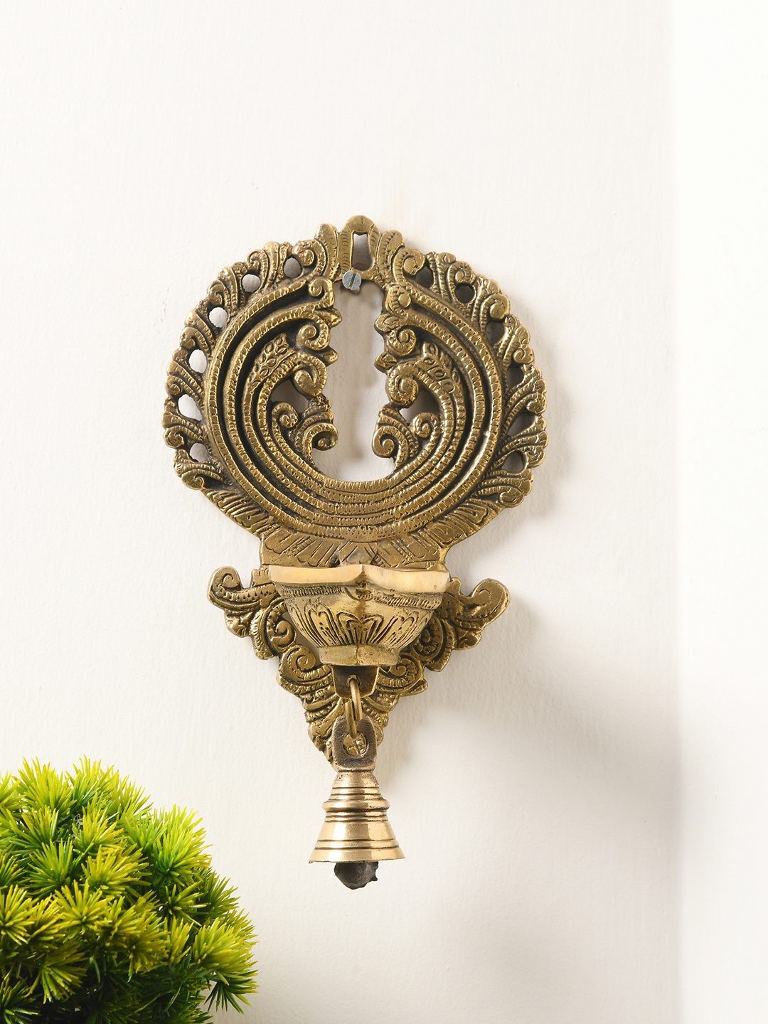 

Imli Street Gold-Toned Metal Handcrafted Wall Diya with Bell