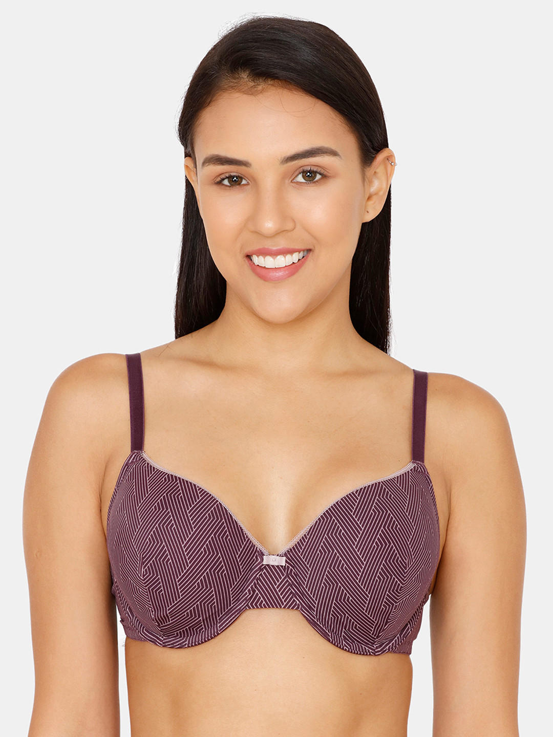 

Zivame Purple Printed Underwired Lightly Padded T-shirt Bra ZI1970FASH