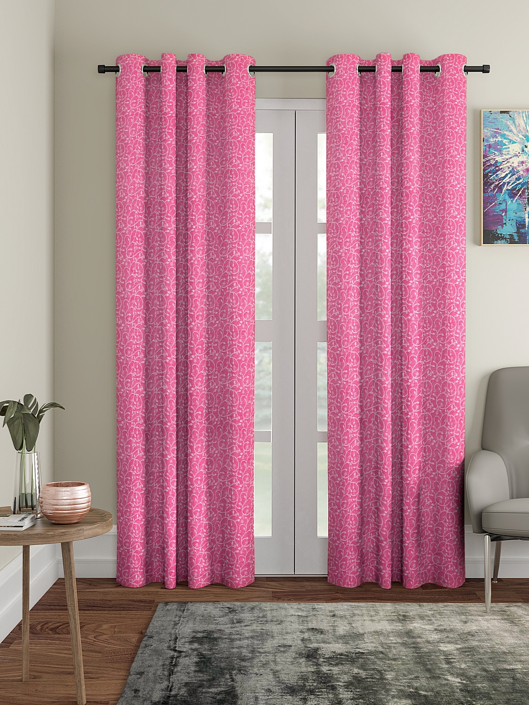 

KLOTTHE Pink Set of 2 Long Door Curtains